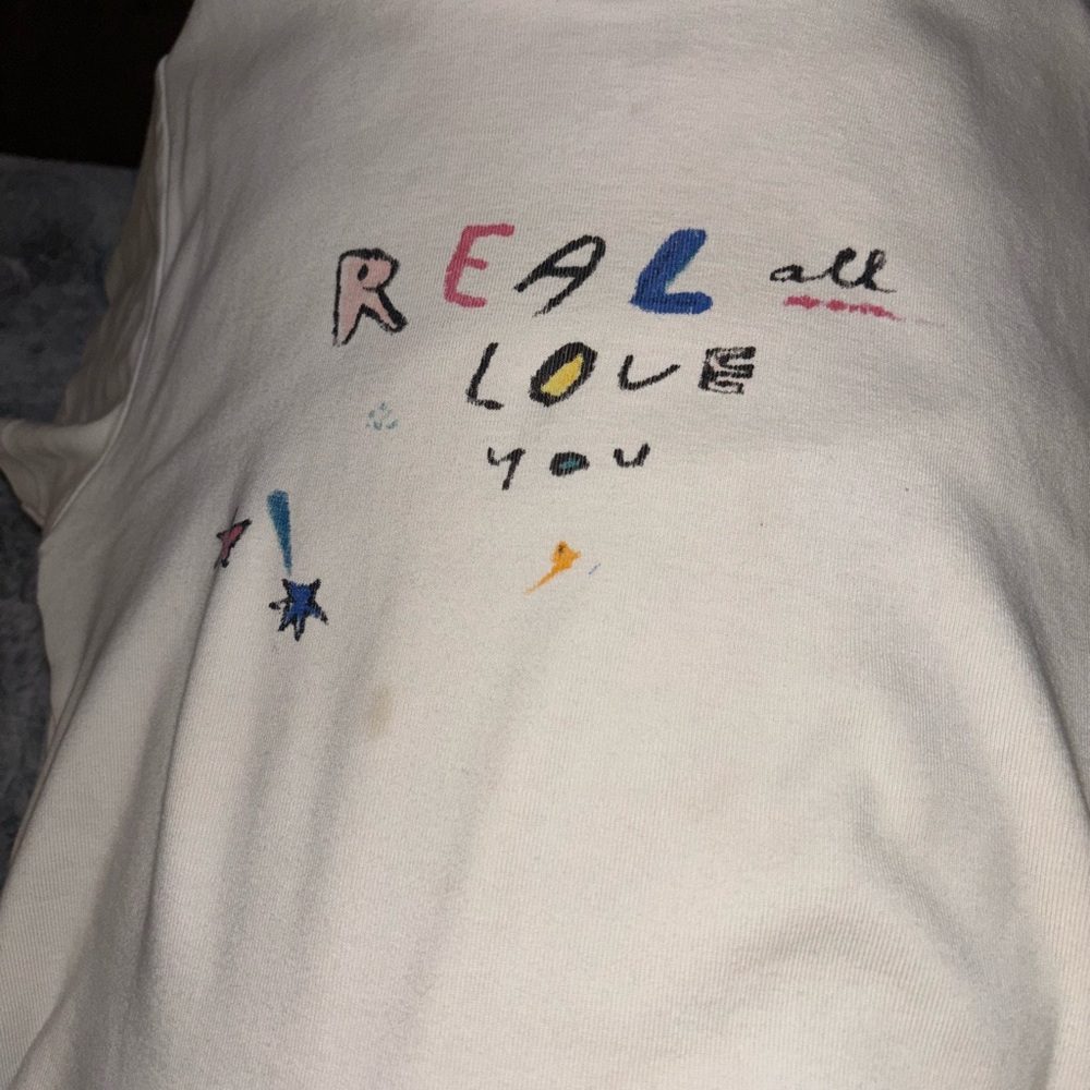 White Graphic Tee with Colorful Text